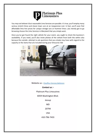 Chauffeur Services Baltimore | Platinumpluslimos.com