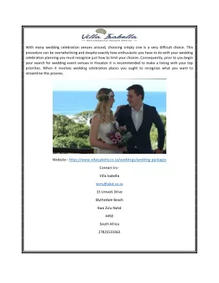 Affordable Beach Wedding Packages KZN | Villaisabella.co.za