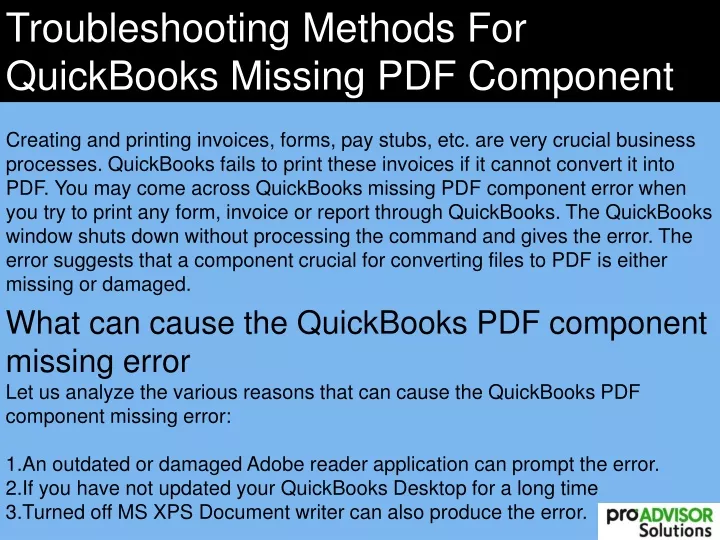 troubleshooting methods for quickbooks missing