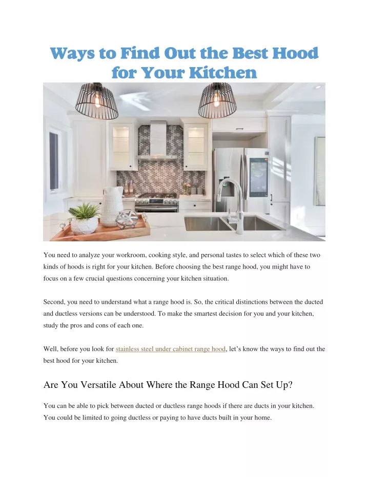 ways to find out the best hood for your kitchen