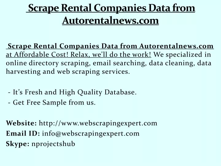 scrape rental companies data from autorentalnews com