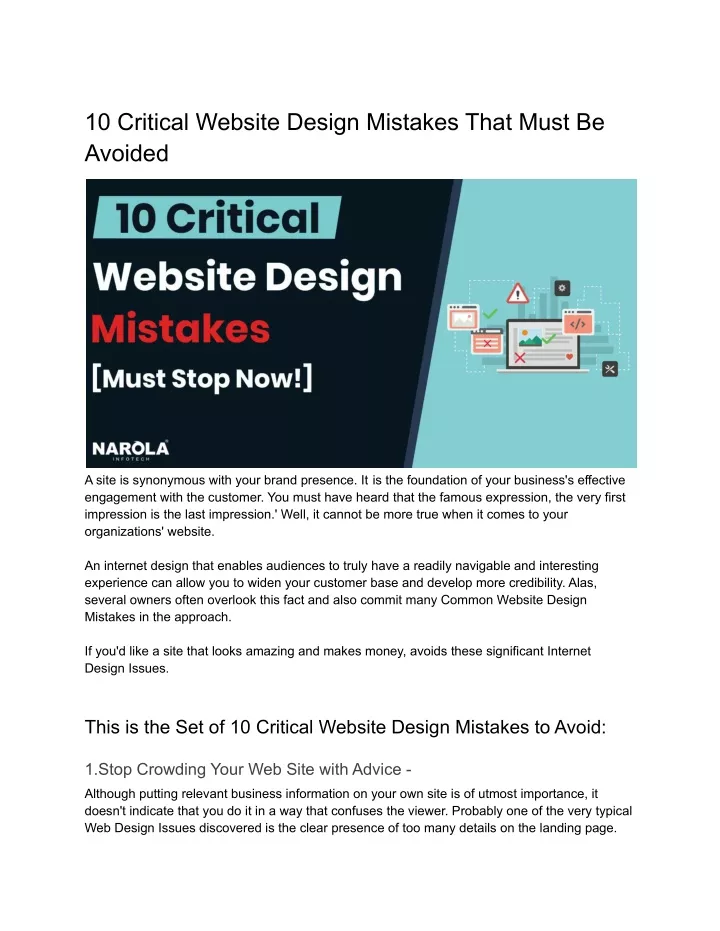 10 critical website design mistakes that must