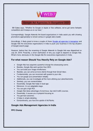 google ad agencies in bangalore 2021
