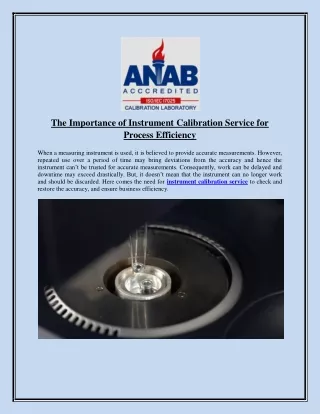 the importance of instrument calibration service