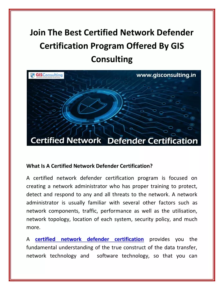 join the best certified network defender
