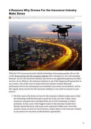 4 Reasons Why Drones For the Insurance Industry Make Sense