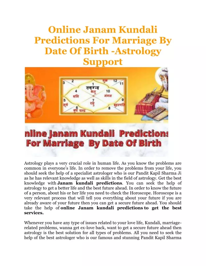 online janam kundali predictions for marriage