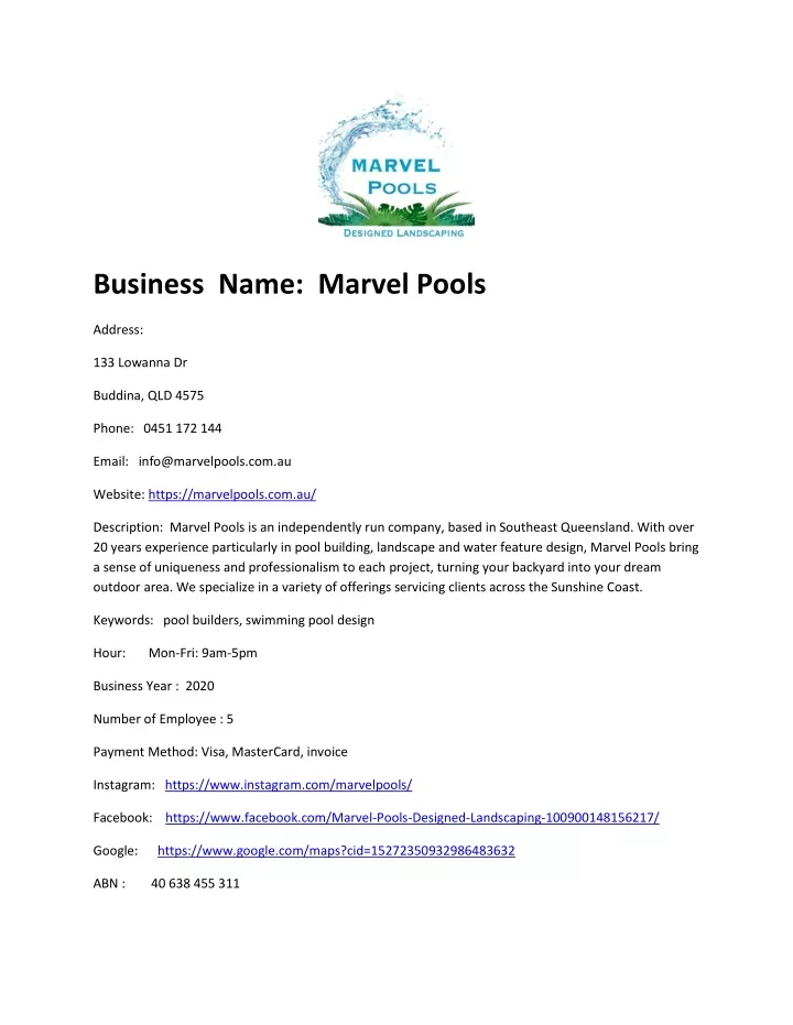 business name marvel pools