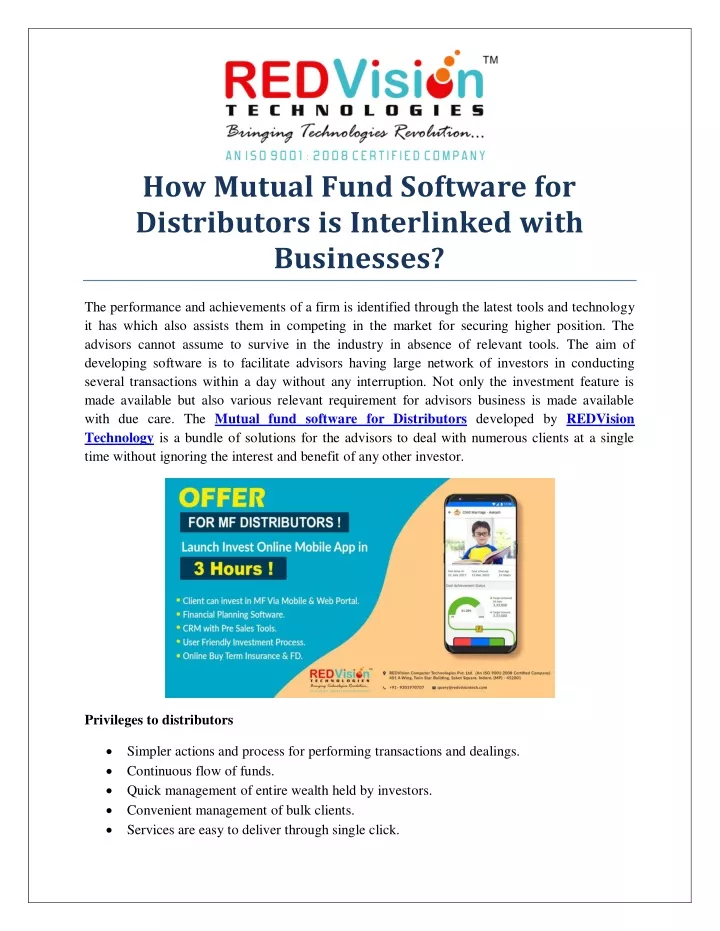 how mutual fund software for distributors