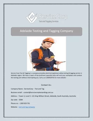 adelaide testing and tagging company
