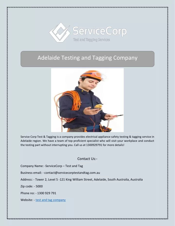 adelaide testing and tagging company