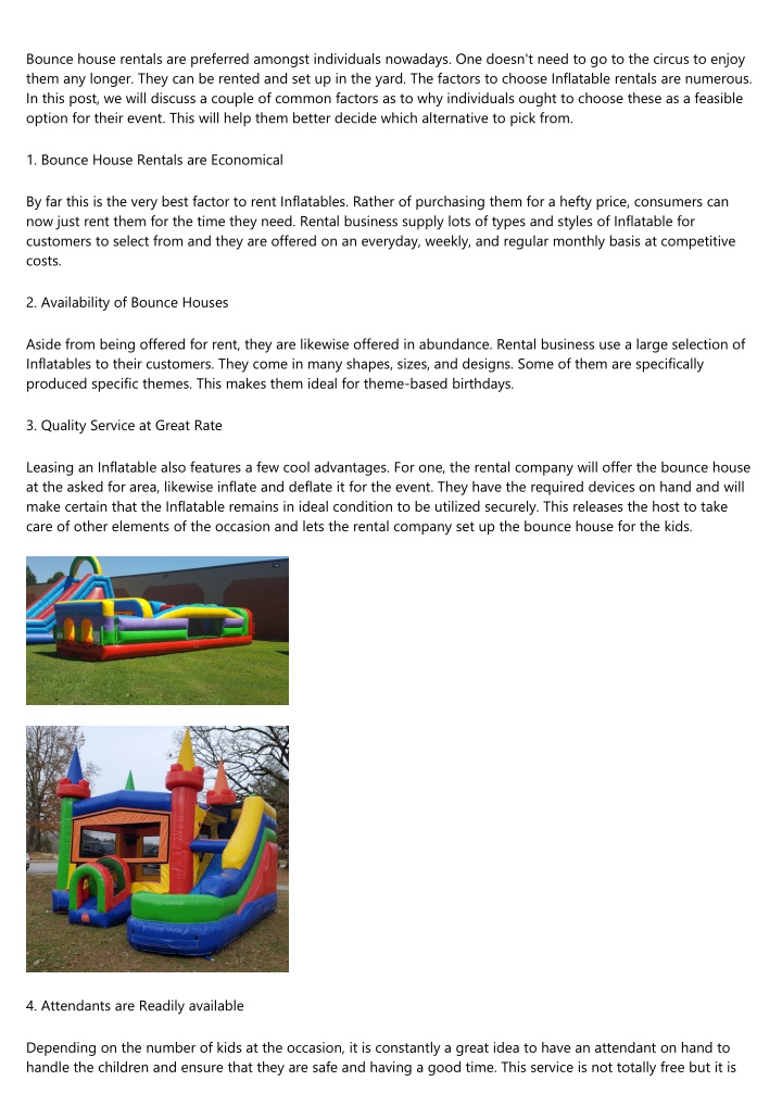 bounce house rentals are preferred amongst