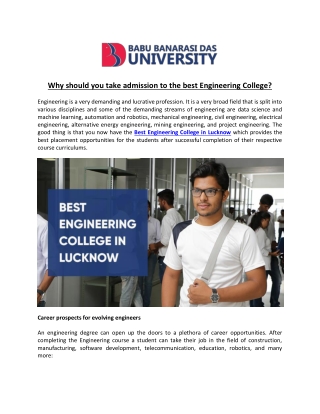 Why should you take admission to the best Engineering College?