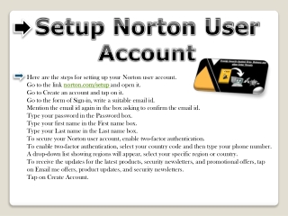here are the steps for setting up your norton