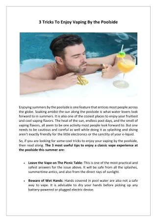 3 tricks to enjoy vaping by the poolside