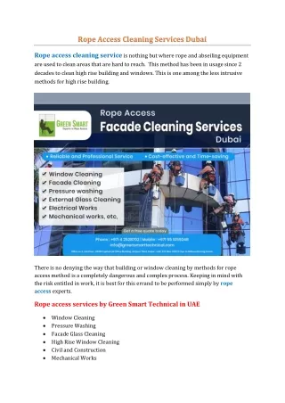 Rope Access Cleaning Services Dubai