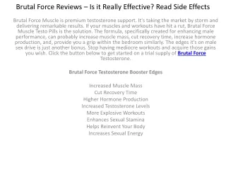 Brutal Force - Helping you increase muscle mass & stamina