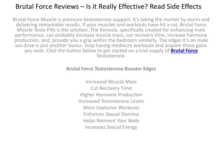 brutal force reviews is it really effective read side effects