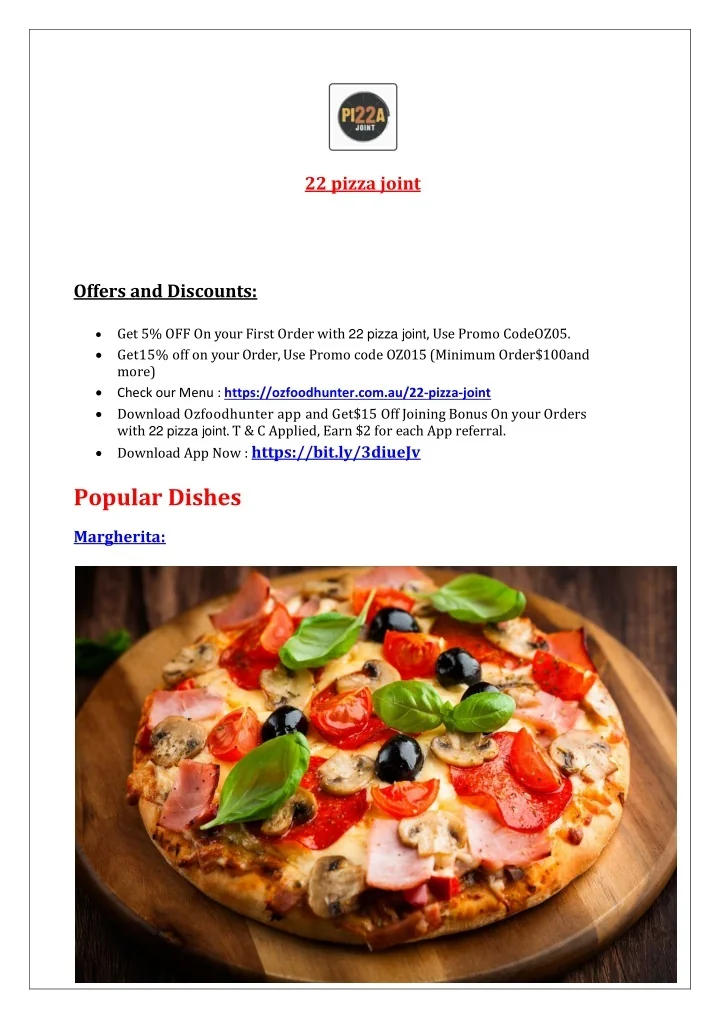 PPT 5 off 22 pizza joint takeaway Broadbeach Menu, QLD PowerPoint