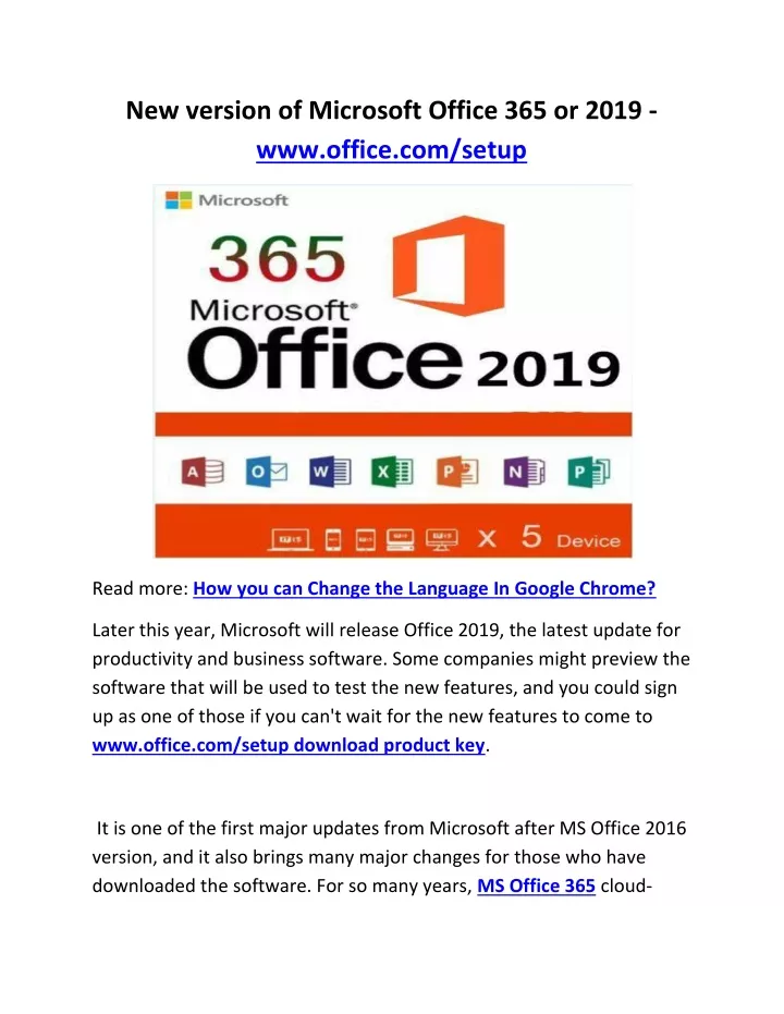 new version of microsoft office 365 or 2019