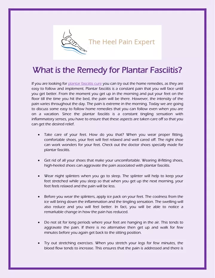 remedy for plantar fasciitis for plantar fasciitis