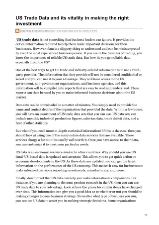 us trade data and its vitality in making