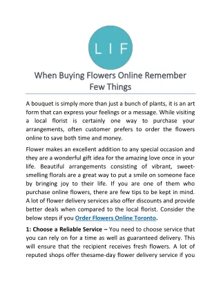 When Buying Flowers Online Remember Few Things