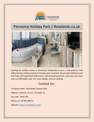 Penzance Holiday Park | Roselands.co.uk