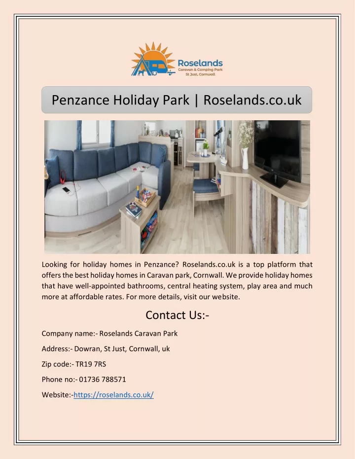 penzance holiday park roselands co uk