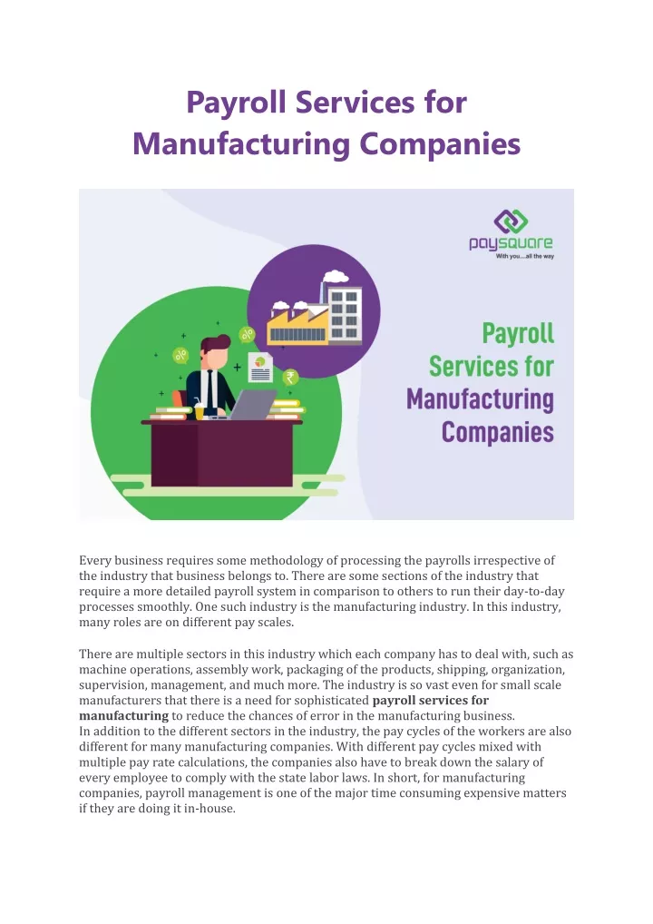 payroll services for manufacturing companies