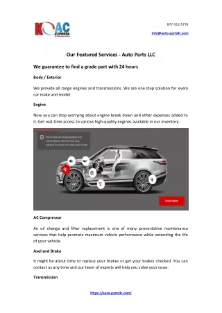 Our Featured Services - Auto Parts LLC