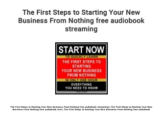 The First Steps to Starting Your New Business From Nothing free audiobook streaming