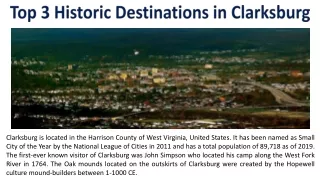 top 3 historic destinations in clarksburg