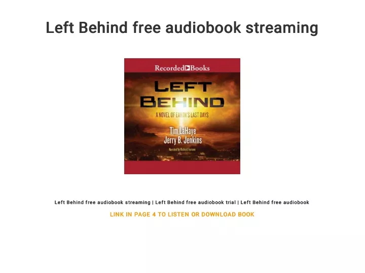 left behind free audiobook streaming left behind