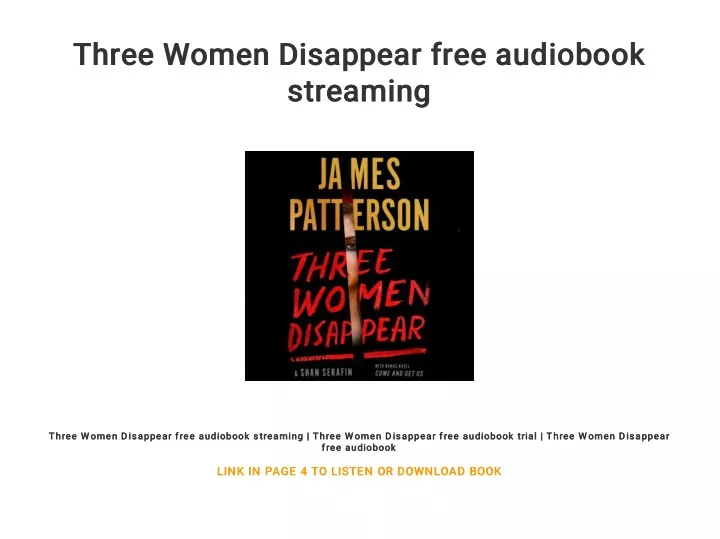 three women disappear free audiobook three women