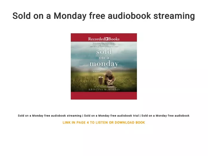 sold on a monday free audiobook streaming sold