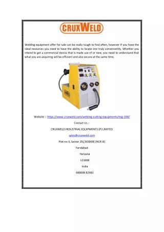 welding equipment offer for sale can be really
