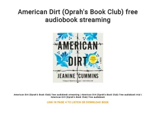 American Dirt (Oprah's Book Club) free audiobook streaming