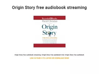 Origin Story free audiobook streaming