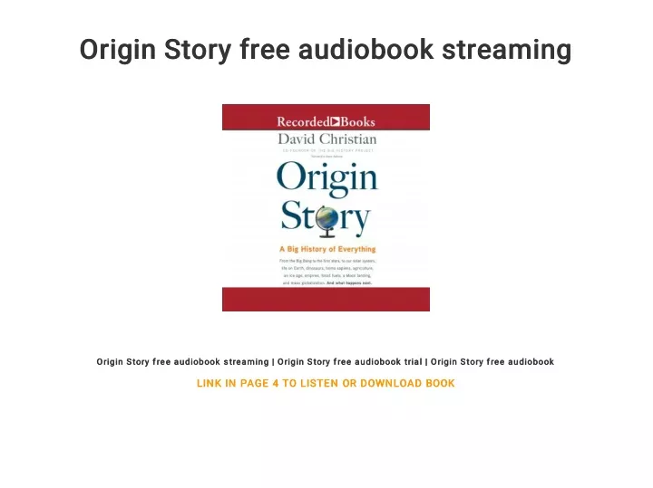 origin story free audiobook streaming origin