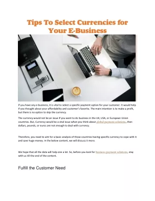 Tips To Select Currencies for Your E-Business