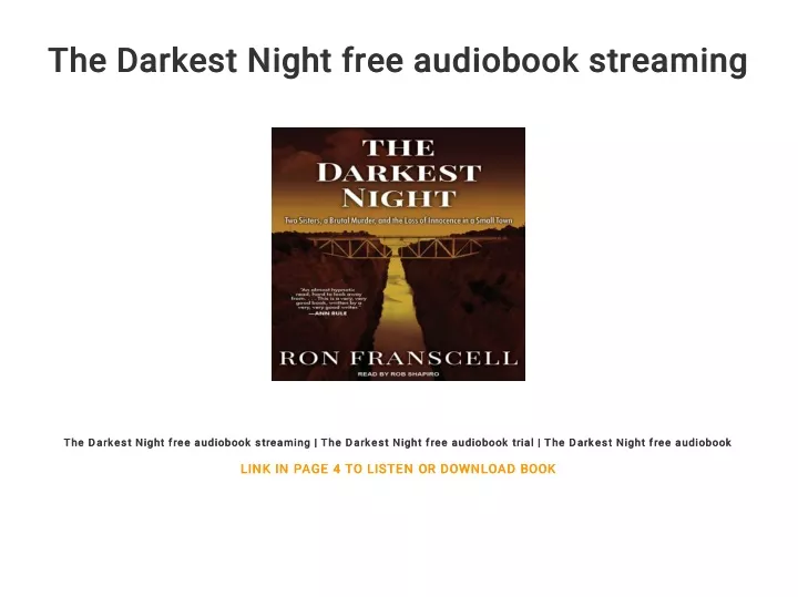 the darkest night free audiobook streaming