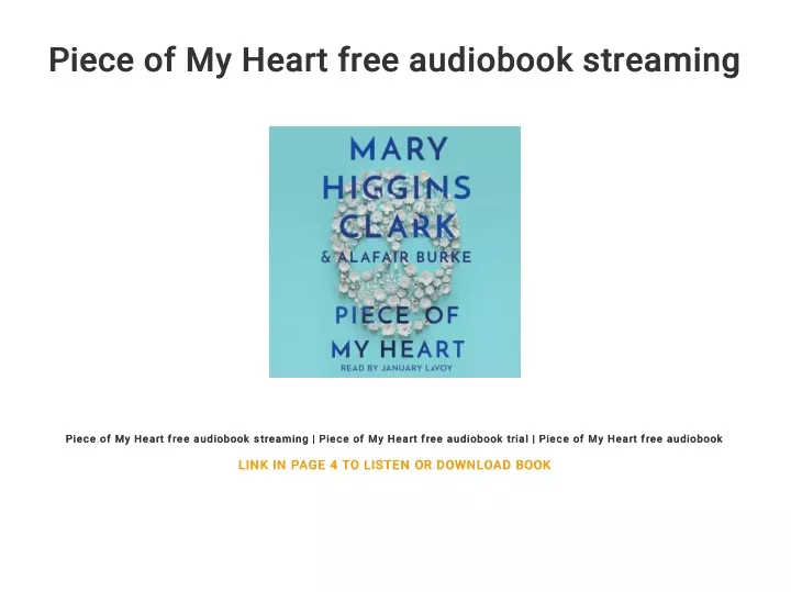 piece of my heart free audiobook streaming piece