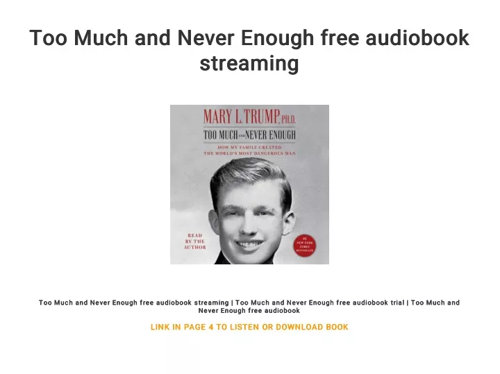 too much and never enough free audiobook too much