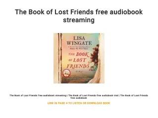 The Book of Lost Friends free audiobook streaming