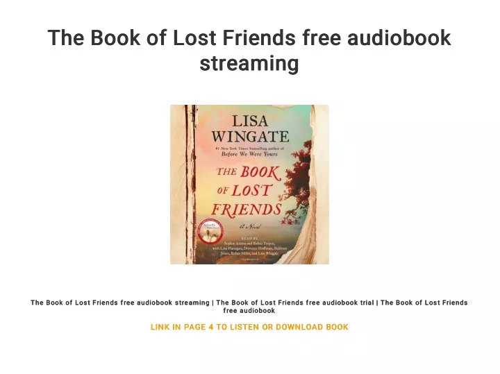 the book of lost friends free audiobook the book