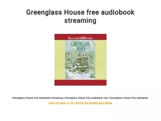 greenglass house free audiobook greenglass house