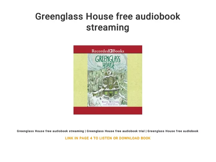 greenglass house free audiobook greenglass house