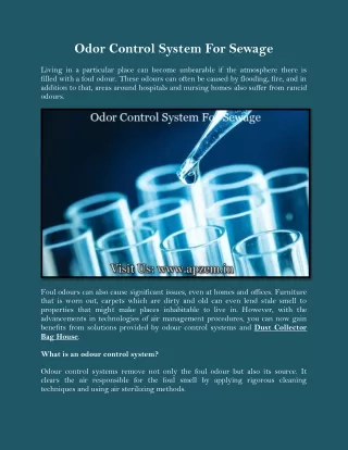 Odor Control System For Sewage