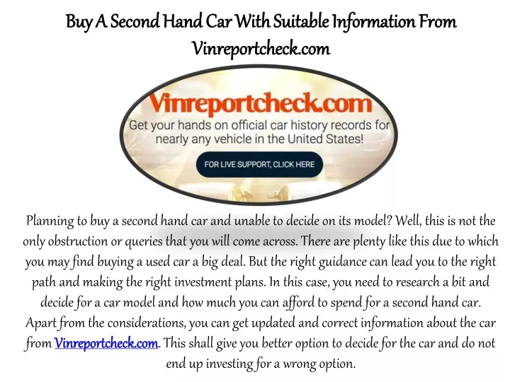 buy a second hand car with suitable information